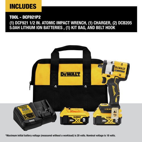 Dewalt DCF921P2 ATOMIC 20V MAX Brushless Lithium-Ion 1-2 in