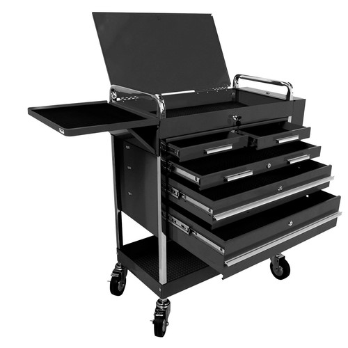 Tool Carts | Sunex 8045BK Professional 5-Drawer Service Cart with Locking Top (Black) image number 0