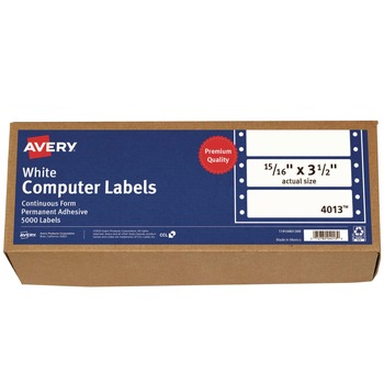 Avery 0.94 in. x 3.5 in. Pin-Fed/Dot Matrix Printer Mailing Labels - White (5000/Box)