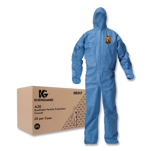 Bib Overalls | Ansell KCC58517 A20 Breathable Particle Protection Coveralls - 4X-Large, Blue (20/Carton) image number 0