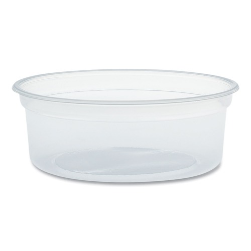 Food Service | Dart MN8-0100 4.1 in. x 1.14 in. 8 oz MicroGourmet Plastic Food Container - Clear (500/Carton) image number 0