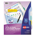 Office Jansan | Avery 16183 Write and Erase Big Tab 11 in. x 8.5 in. 5-Tab 3-Hole Punched Expandable Pocket Durable Plastic Dividers - Assorted (1-Set) image number 0