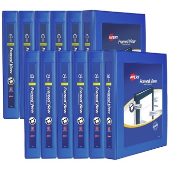 Avery 11 in. x 8.5 in. 3-Ring Framed View Heavy-Duty Binders with 1 in. Capacity - Navy Blue (12/Carton)