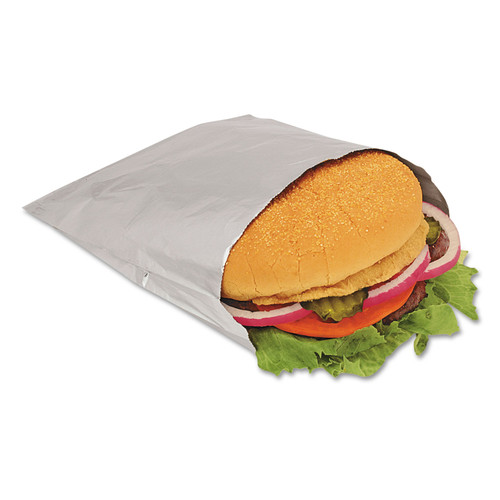 Bagcraft 300533 6 in. x 3/4 in. x 6-1/2 in. Foil Sandwich Bags - Silver (1000/Carton) image number 0