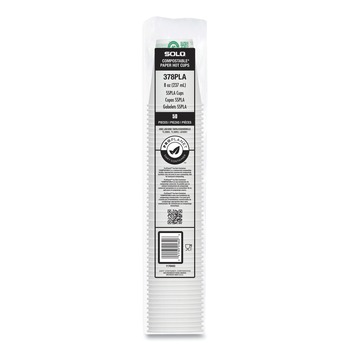 SOLO 8 oz. Compostable Paper Hot Cups - White/Green (50/Pack)