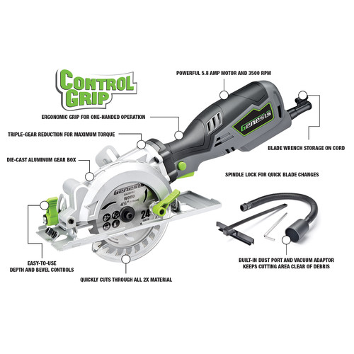 Genesis 5.8 Amp 4.5 in. Compact Circular Saw