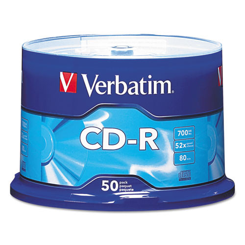 Office Electronics & Batteries | Verbatim 94691 700 MB/80 min 52x CD-R Recordable Disc - Silver (50/Pack) image number 0