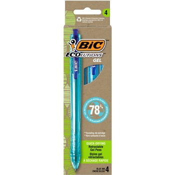 BIC Ecolutions Medium 1 mm Gel Pen - Blue Ink/Blue Barrel (4/Pack)