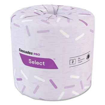 Cascades PRO B180 Select Standard 2-Ply 4.25 in. x 4.1 in. Tissues - White (500 Sheets/ Roll, 48 Rolls/Carton)