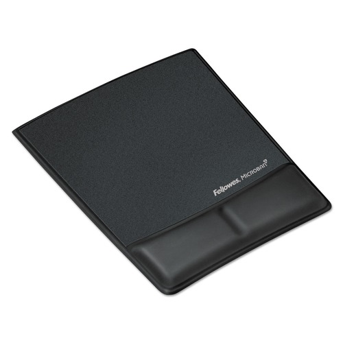 Office Furniture Accessories | Fellowes Mfg Co. 9180901 8.25 in. x 9.87 in. Ergonomic Memory Foam Wrist Rest with Attached Mouse Pad - Black image number 0