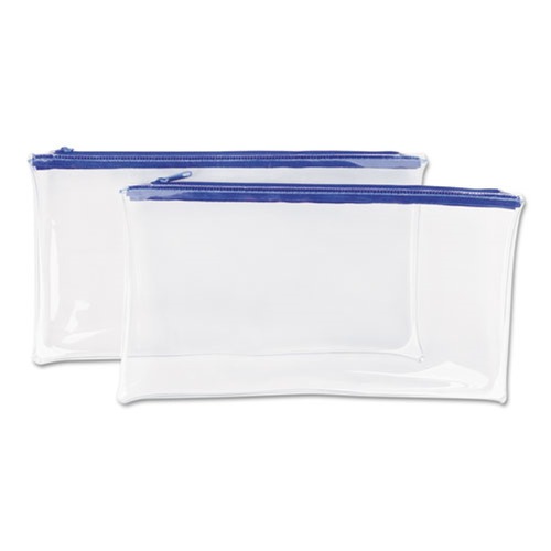  | Universal UNV69025 11 in. x 6 in. Zippered Wallets/Cases - Clear/Blue (2/Pack) image number 0