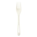 Cutlery | World Centric FO-PS-R Plastic Fork Medium Heavyweight TPLA Cutlery - Light Beige (24/Pack) image number 1