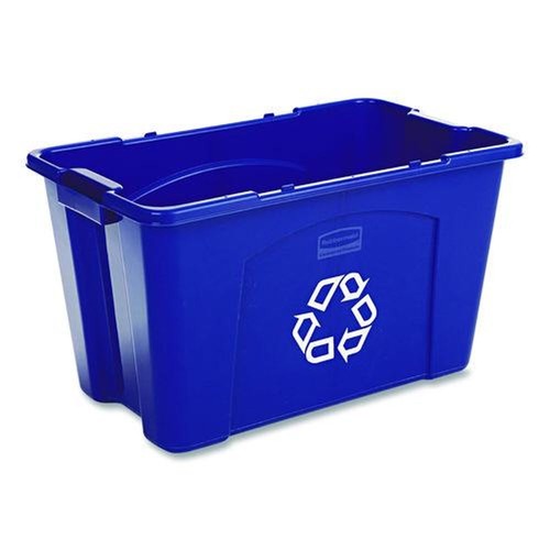 Trash & Waste Bins | Rubbermaid Commercial FG571873BLUE 18 Gallon Polyethylene Stacking Recycle Bin - Blue image number 0