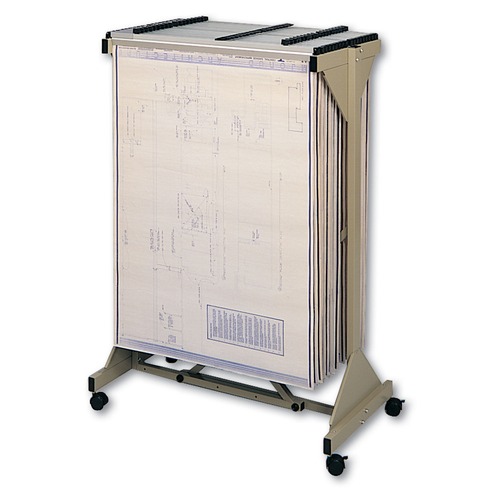  | Safco 5060 Mobile Plan Center Sheet Rack, 18 Hanging Clamps, 43 3/4 X 20 1/2 X 51, Sand image number 0