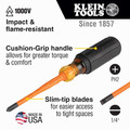 Screwdrivers | Klein Tools 33732INS Slim-Tip Insulated Phillips and Cabinet Tips Screwdriver Set (2-Piece) image number 5