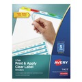 Office Jansan | Avery 11423 Index Maker 11 in. x 8.5 in. 5-Tab Traditional Color Print and Apply Clear Label Dividers - Assorted (25/Box) image number 0