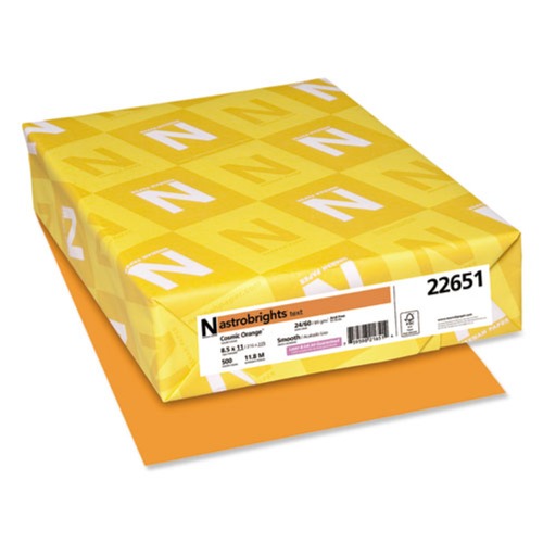 Office Jansan | Astrobrights 22651 8.5 in. x 11 in. 24 lbs. Bond Weight Color Paper - Cosmic Orange (500/Ream) image number 0