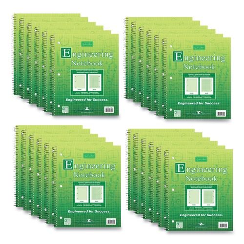 Notebooks & Pads | Roaring Spring 11382 11 in. x 8.5 in. 80-Sheets Wirebound Engineering Notebook - Green Cover (24/Carton) image number 0