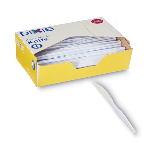 Cutlery | Dixie KH207 Heavyweight Plastic Cutlery Knives - White (100/Box) image number 0