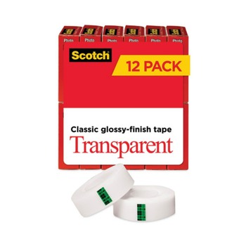 Scotch 600K12 0.75 in. x 83.33 ft. 1 in. Core Transparent Tape (12/Pack)