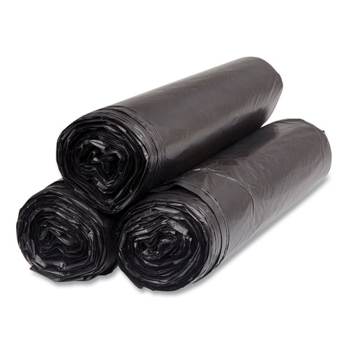 Trash Bags | Inteplast Group S404816K 45 gal. 16 microns 40 in. x 48 in. High-Density Interleaved Commercial Can Liners - Black (25 Bags/Roll, 10 Rolls/Carton) image number 0