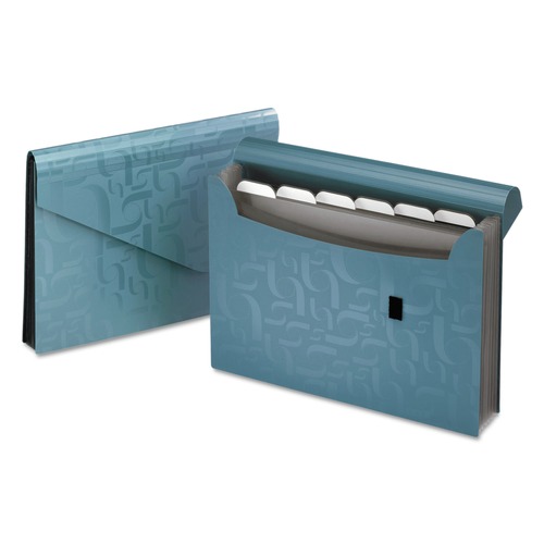 Office Jansan | Pendaflex 01158 3-1/2 in. Expansion 7 Sections Hook/Loop Closure 1/6-Cut Tabs Expanding Poly Files - Letter Size, Blue image number 0