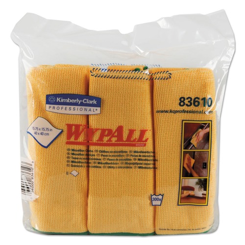  | WypAll KCC 83610 15-3/4 in. x 15-3/4 in. Reusable Microfiber Cloths - Yellow (24/Carton) image number 0