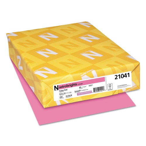 Office Jansan | Astrobrights 21041 8.5 in. x 11 in. 65 lbs. Cover Weight Color Cardstock - Pulsar Pink (250/Pack) image number 0