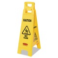Floor Signs | Rubbermaid Commercial FG611477YEL 12 in. x 16 in. x 38 in. 4-Sided Caution Wet Floor Sign - Yellow image number 0