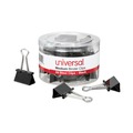  | Universal UNV11124 Binder Clips with Storage Tub - Medium, Black/Silver (24/Pack) image number 0