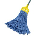 Mops | Rubbermaid Commercial FGF51800BL00 24 oz. 1 in. Band Cotton/Synthetic Cut-End Blend Mop Head - Blue (12/Carton) image number 3