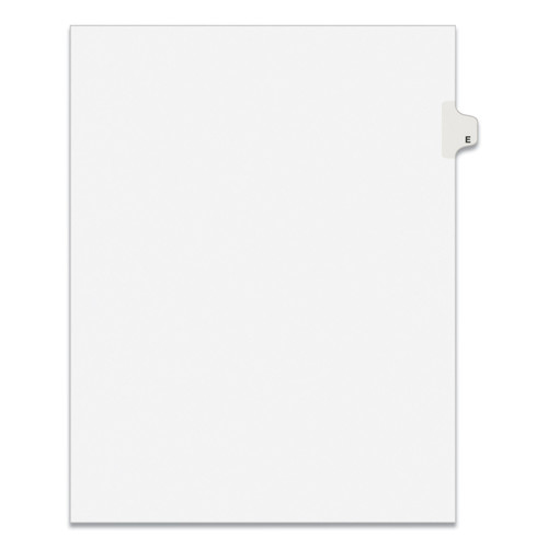 Office Jansan | Avery 01405 11 in. x 8.5 in. 26-Tab E Avery Style Preprinted Legal Exhibit Side Tab Index Dividers - White (25/Pack) image number 0