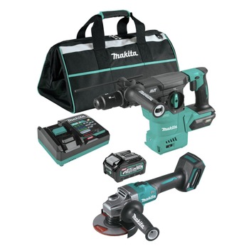 Makita 40V max XGT Brushless Lithium-Ion 1‑3/16 in. Cordless SDS‑Plus Rotary Hammer and 4‑1/2 in./5 in. Angle Grinder Kit Virtual Bundle (4 Ah)
