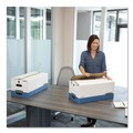 Office Jansan | Bankers Box 0002501 12.25 in. x 16 in. x 11 in. Letter/Legal Files Medium-Duty Strength Storage Boxes - White/Blue (4/Carton) image number 4