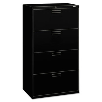 HON H574.L.PCS1 500 Series 30 in. x 19.25 in. x 53.25 in. 4 Drawer Lateral File Cabinet - Black