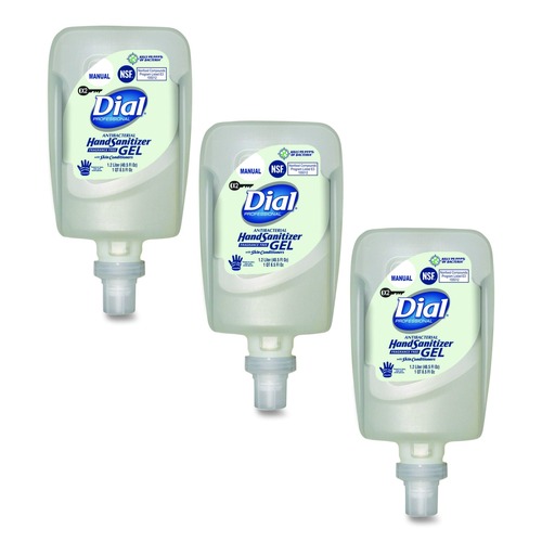 Soap Dispensers | Dial Professional 17000 16794 1.2 L Antibacterial Gel Hand Sanitizer Refill for Fit X2 Manual Dispenser - Fragrance-Free (3/Carton) image number 0