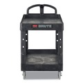 Utility Carts | Rubbermaid Commercial FG450088BLA 17.13 in. x 38.5 in. x 38.88 in. 500 lbs. Capacity 2 Lipped Shelves Heavy-Duty Plastic Utility Cart - Black image number 1