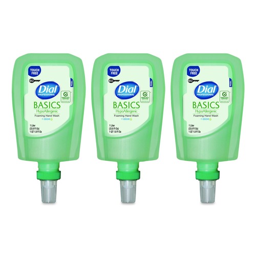 Soap Dispensers | Dial Professional 17000 16790 1 L Basics Hypoallergenic Foaming Hand Wash Refill for FIT X2 Touch Free Dispenser - Fresh Floral Scent (3/Carton) image number 0