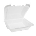  | Pactiv Corp. YTD199010000 9.13 in. x 9 in. x 3.25 in. Dual Tab Lock Foam Hinged Lid Containers - White (150/Carton) image number 1