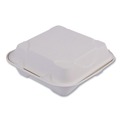 Food Trays, Containers, and Lids | Eco-Products EP-HC81NFA Vanguard 8 in. x 8 in. x 3 in. 1-Compartment Renewable and Compostable Sugarcane Clamshells - White (200/Carton) image number 6