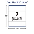 Office Jansan | Avery 05305 8.5 in. x 2.5 in. Medium Embossed Tent Cards - White (2 Cards/Sheet, 50 Sheets/Box) image number 6