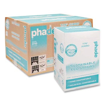 phade 511167 7.75 in. PHA Wrapped Marine Biodegradable Straws - Ocean Blue (375/Box, 10 Boxes/Carton)