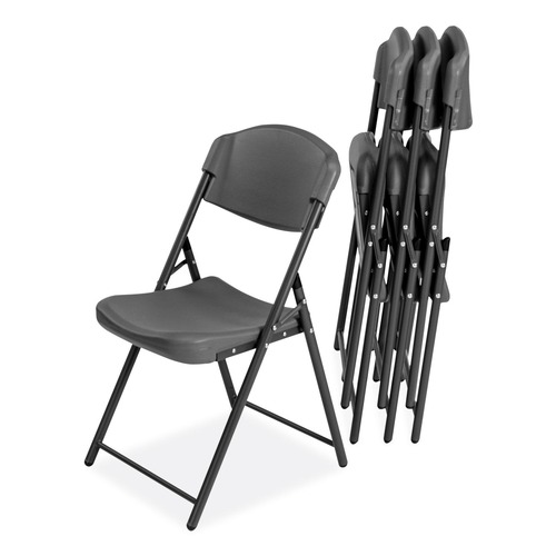 Office Furniture & Lighting | Iceberg 64037 Rough n Ready 18 in. Seat Height Commercial Folding Chair Supports Up to 350 lb - Charcoal Seat/Back/Charcoal Base (4/Pack) image number 0