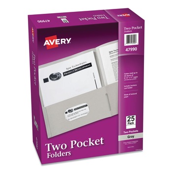 Avery 40 Sheet Capacity 11 in. x 8.5 in. Two-Pocket Folder - Gray (25/Box)