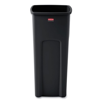 Rubbermaid Commercial Untouchable Waste Container, Square, Plastic, 23gal, Black