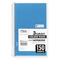 Office Jansan | Mead 06900 9.5 in. x 5.5 in. Sheets 3-Subject Medium/College Rule Spiral Notebook - Random Assorted Cover Color image number 2