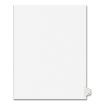 Avery 11 x 8.5 Avery Style Preprinted Legal Exhibit Side Z 26-Tab Index Dividers - White (25/Pack)