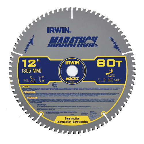 Irwin 14083 Marathon 12 in. 80 Tooth Miter Table Saw Blade image number 0