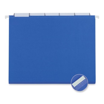 Universal 25-Piece/Box Deluxe Bright Color 1/5-Cut Tab Letter Size Hanging File Folders - Blue