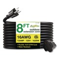 Office Electronics & Batteries | GoGreen Power GG-13708BK 16 AWG Outdoor Extension Cord, 8 ft, 13 A, Black image number 0